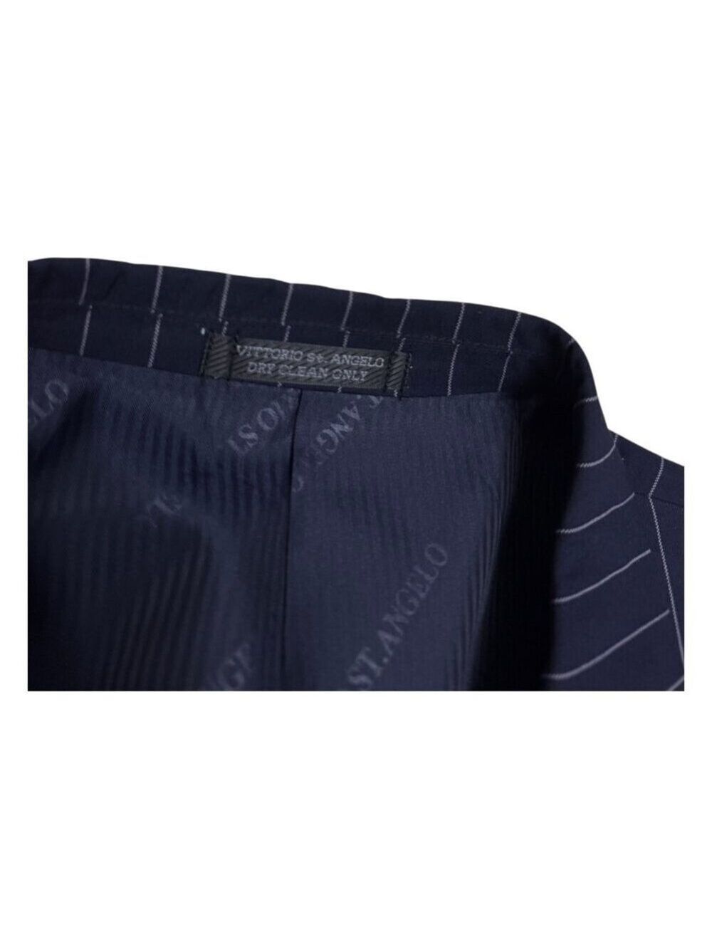 VITTORIO ST ANGELO SUIT Pinstripe Luxury Designer 3-Piece Blue Business Mens 44R - Picture 8 of 10